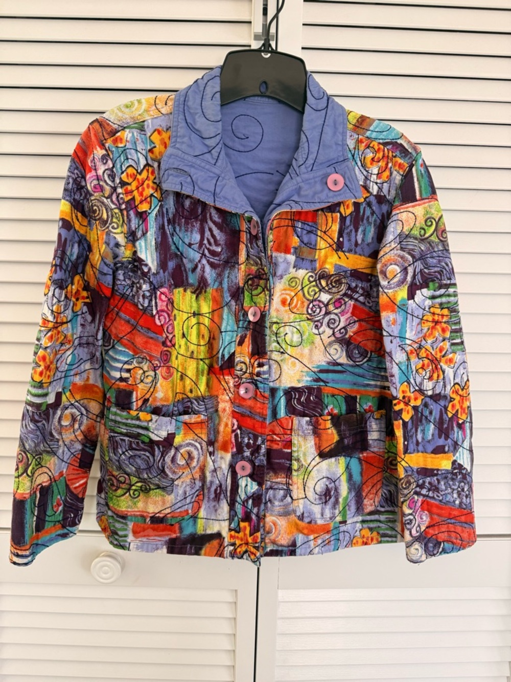 Vibrant Multi-Color Quilted Patchwork Jacket - Women's